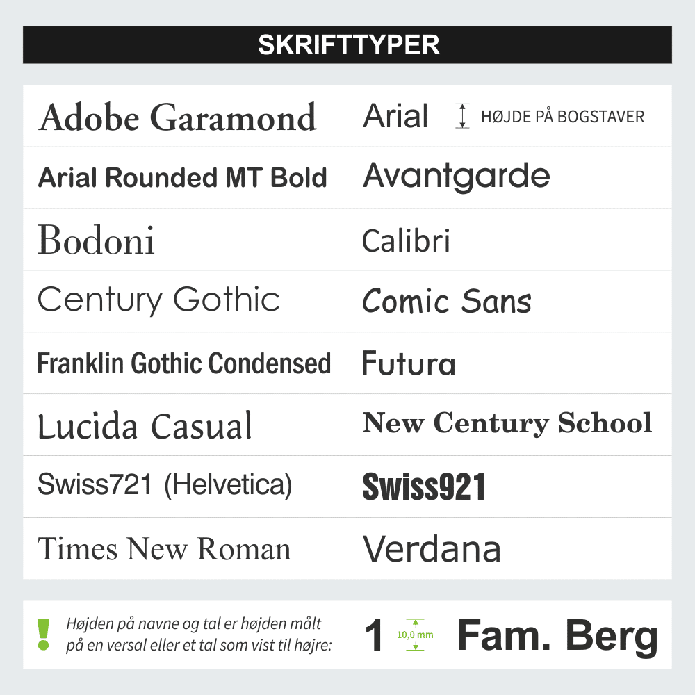 Skrifttyper til postkasse